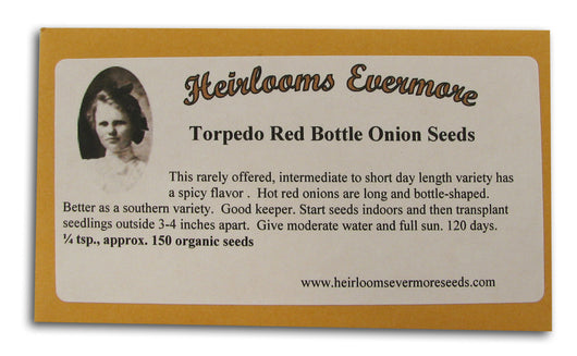 Torpedo Red Bottle Onion Seeds, Org